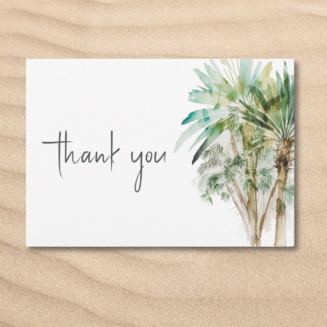 Tropische Palmen Moderne Hochzeit Dankeskarte (Tropical Palm Trees Modern Wedding Thank You Card)