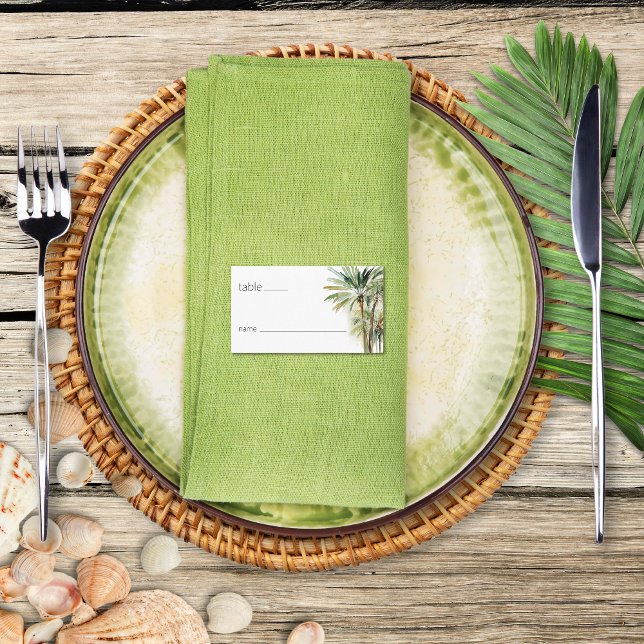 Tropische Palmen Moderne Hochzeit Platzkarte (Tropical Palm Trees Modern Wedding Place Card)