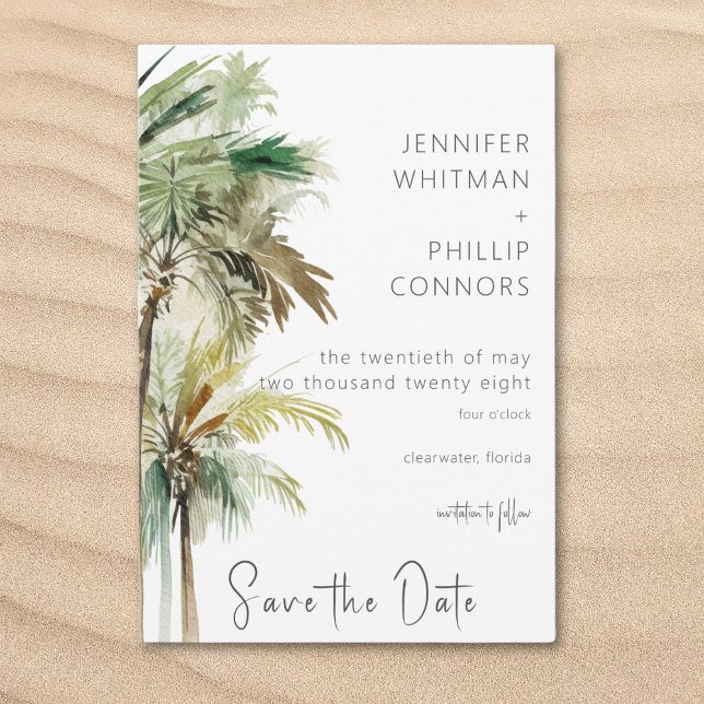 Tropische Palmen Moderne Hochzeit Save The Date (Tropical Palm Trees Modern Wedding Save The Date)