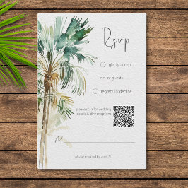 Tropische Palmen Moderne Hochzeiten QR-Code RSVP Karte