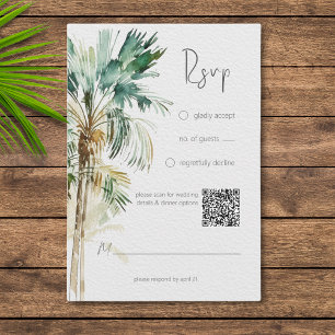 Tropische Palmen Moderne Hochzeiten QR-Code RSVP Karte