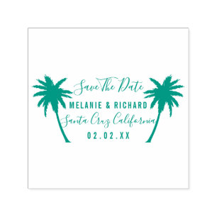 Tropische Palmen Moderne Save the Date Hochzeit Permastempel