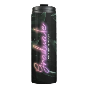 Tropische Palmen Neonlichter   Monogramm Absolvent Thermosbecher