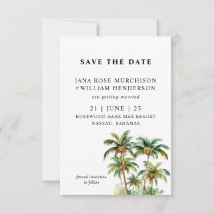 Tropische Palmen Save the Date flach