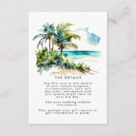 Tropische Palmen Strand Hochzeitskarte Begleitkarte