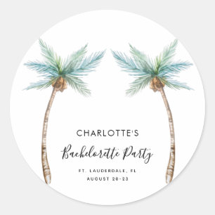 Tropische Palmen Strand Junggesellinnenabschied Runder Aufkleber
