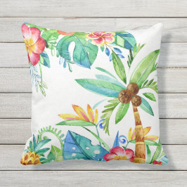 Tropische Palmen und tropische Wasserfarben  Kissen