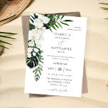Tropische Palmen- und Weißblumenhochzeit 2 Einladung<br><div class="desc">Lassen Sie Ihre Gäste mit Ihren Einladungen zum Tropical Palm & White Floral Hochzeitsfest zu Ihrer fabelhaften Hochzeit aufstehen. Moderner Stil und elegant. Karo in unserer Tropical Palm & White Floral Kollektion für mehr Hochzeitseinladungen.</div>