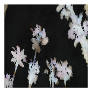 Tropische Palmen Wasserfarbe Silhou Poster