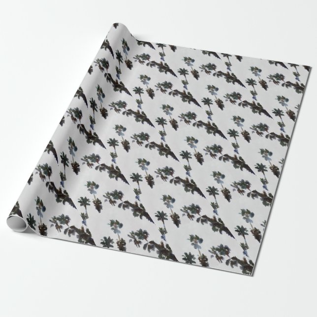 Tropische Palmen Wasserfarben Geschenkpapier (Ungerollt)