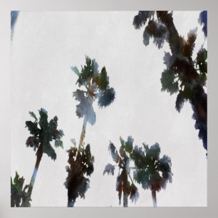 Tropische Palmen Wasserfarben Poster