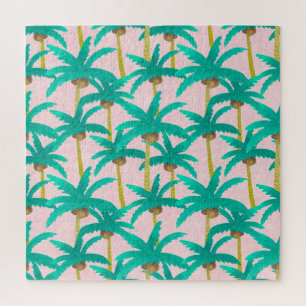 Tropische Palmen: Wasserfarbenes Sommermuster Puzzle