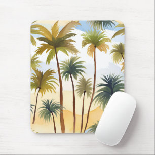 Tropische Palmen Wasserfarbenmalerei am Strand Mousepad