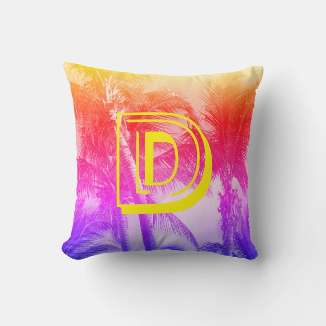 Tropische Palmenbaum Retro 80er Jahre Sommervibe K Kissen (Vorderseite)