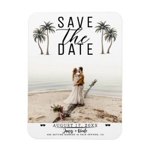 Tropische Palmenbaum Strandhochzeit Save the Date Magnet