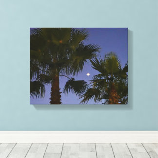 Tropische Palmenbaum-Wandkunst Zwielicht Küste Leinwanddruck