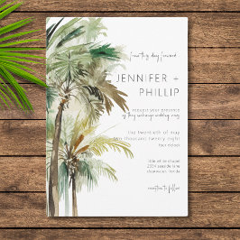 Tropische Palmenbäume Moderne ohne Textur Hochzeit Einladung
