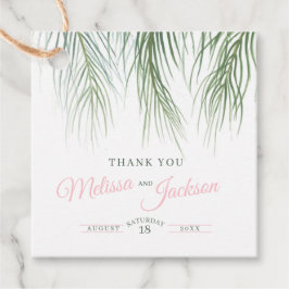 Tropische Palmenhochzeit dank dunkelgrünem, rosa W Geschenkanhänger