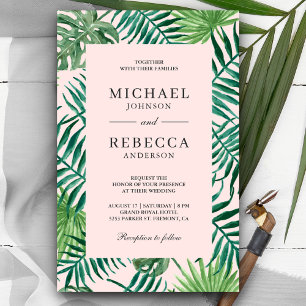Tropische Palmweddingeinladung im Budgetlook, Blus
