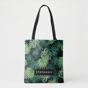 Tropische Palmwedel auf personalisiertem Schwarz