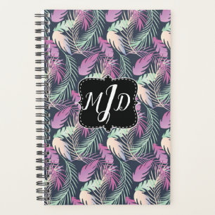 Tropische Palmwedel Farbige Monogramme Planer