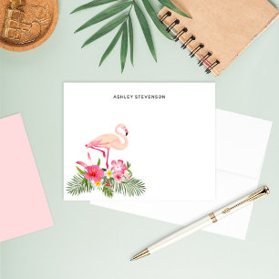 Tropische Palmwedel Rosa Flamingo Benutzername Mitteilungskarte
