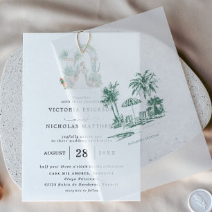 Tropische Palmwedel-Überlagerung   Hochzeit im Rei