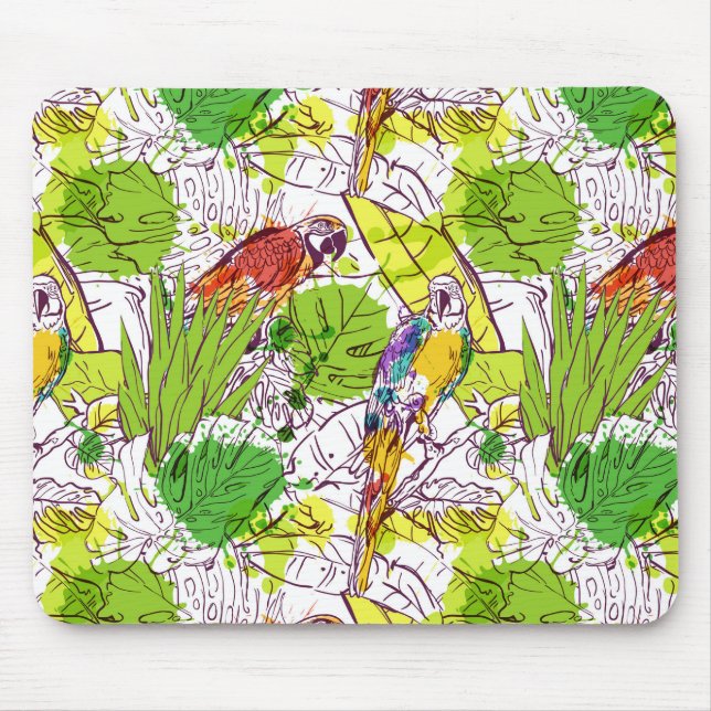 Tropische Papageien Mousepad (Vorne)