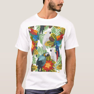 Tropische Papageien, Vintage nahtlose Muster. T-Shirt