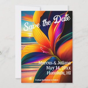 Tropische Paradies-Blume Save the Date