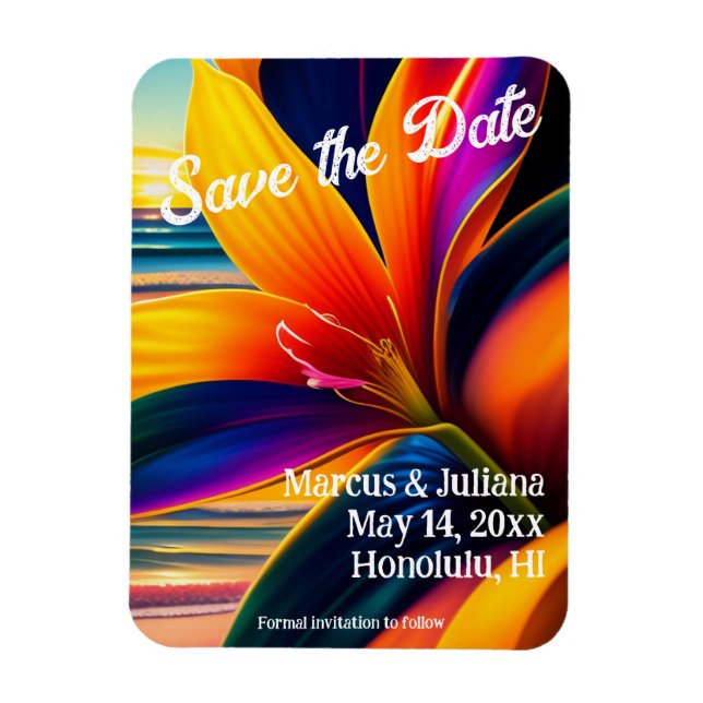 Tropische Paradies-Blume Save the Date Magnet (Vertikal)