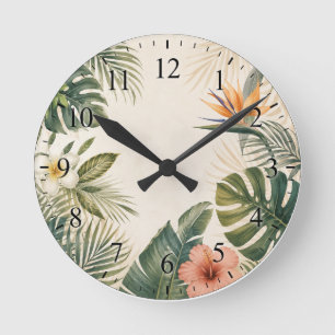 Tropische Paradiesuhr Gesicht Runde Wanduhr