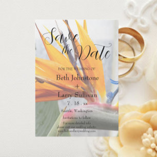Tropische Paradiesvogel-Blumenhochzeit Save The Date