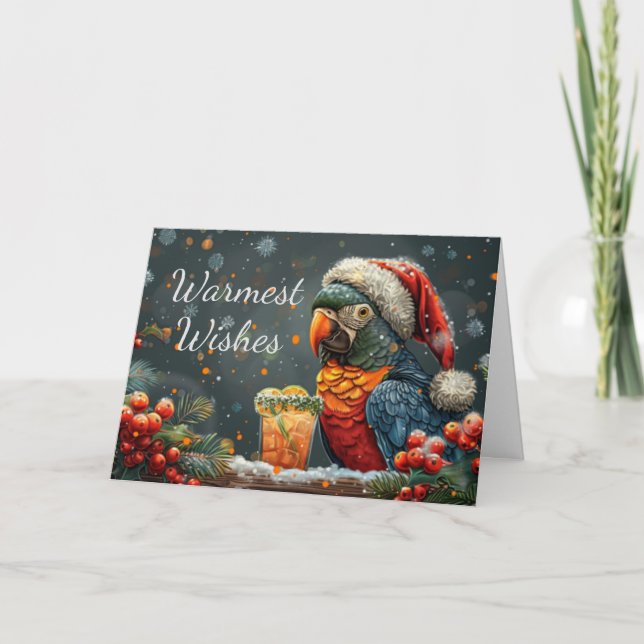 Tropische Parrot Winter Weihnachtskarte Ankündigung (Vorderseite)