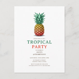 Tropische Party mit retro Ananas-Einladung Postkarte