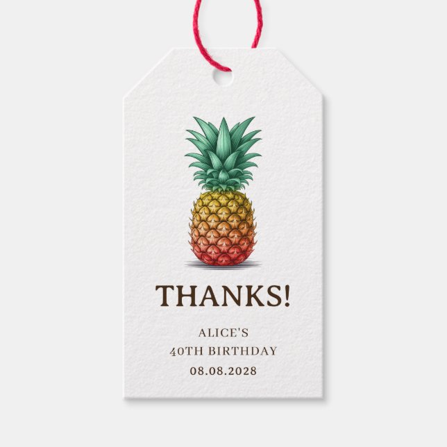 Tropische Party mit retro-Pineapple Geschenkanhänger (Vorderseite)