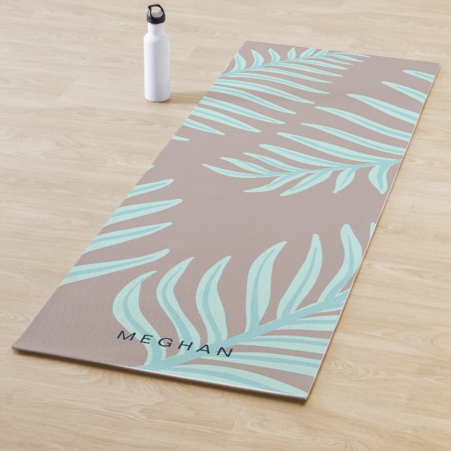 Tropische Pastel-Blätter Monogramm Yoga Mat Yogamatte (Beispiel)