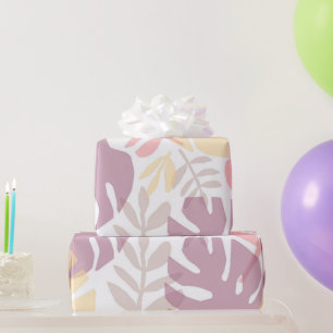 Tropische Pastel Gelbe Lavendel Monstera Blätter Geschenkpapier