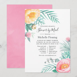 Tropische Pastell-Blumen-Baby-Party per Post Einladung