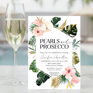 Tropische Perlen und Prosecco-Brautparty Einladung