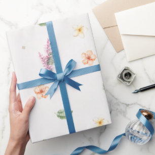 Tropische Pfirsichcreme-Hibiskusblüten Geburtstag Geschenkpapier