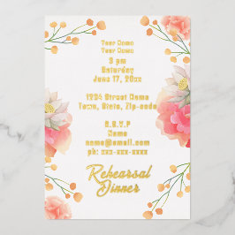 Tropische Pfirsichfeiern Blume Probe Abendessen Folieneinladung