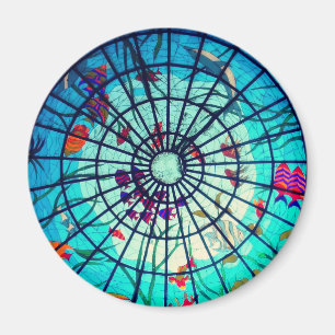 Tropische Pflanze aus gestrichenem Glas Magnet