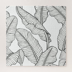 Tropische Pflanze, Blume, Dschungelskizze. Puzzle