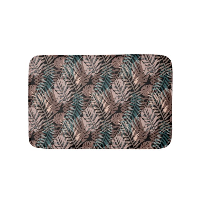 Tropische Pflanze, Dschungel, Tropen, Beige, Blätt Badematte (Vorderseite)