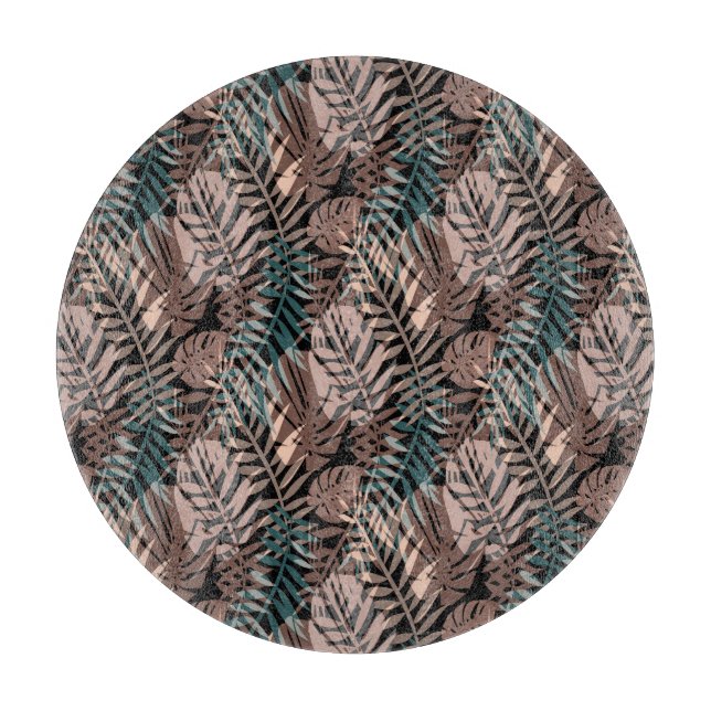 Tropische Pflanze, Dschungel, Tropen, Beige, Blätt Schneidebrett (Vorderseite)