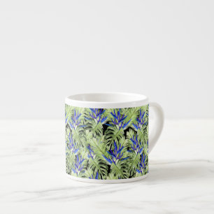 Tropische Pflanze grün und blau Espressotasse