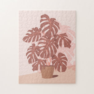Tropische Pflanze. Monstera (Rosa- und Pflaumenfar Puzzle