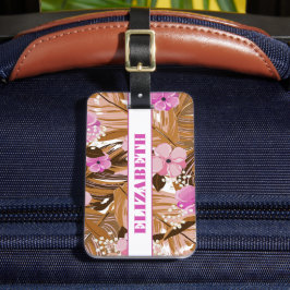 Tropische Pflanze Muster Vorname Gepäckanhänger