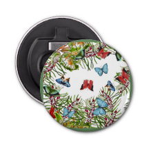 Tropische Pflanze Schmetterlinge Berries Red Blue